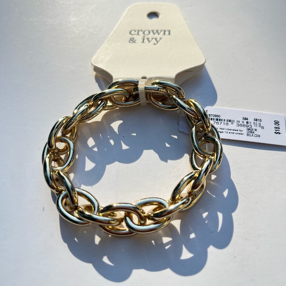 Crown & Ivy Gold Tone Chain Stretch Bracelet